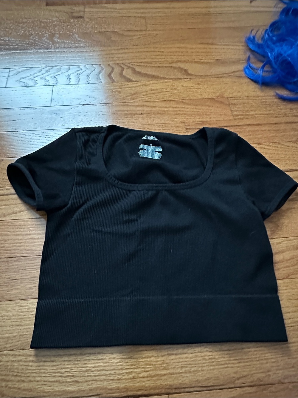 wild fable Black Ribbed Scoop Neck Crop Top
